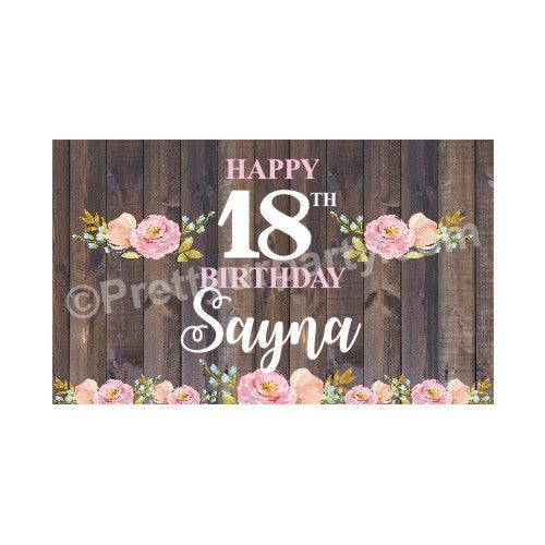 18th Birthday Theme Backdrop PERSONALISED Pretty UR Party Default Title