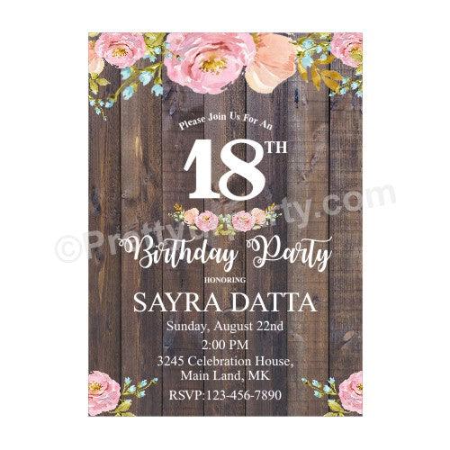 18th Birthday Theme E- Invitations ALL PARTY SUPPLIES Pretty UR Party