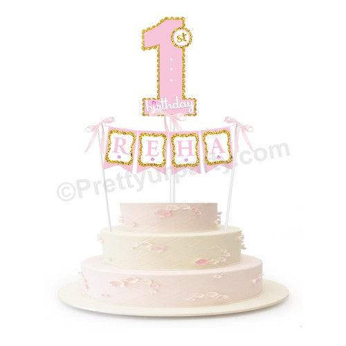 No. 1 Cake Topper and Cake Bunting - Pink ALL PARTY SUPPLIES Pretty UR Party
