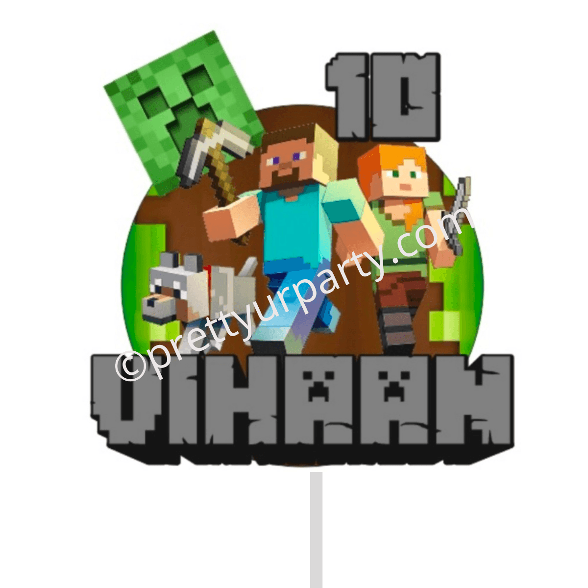 Personalized Minecraft Cake Topper HANDCRAFTED Pretty UR Party