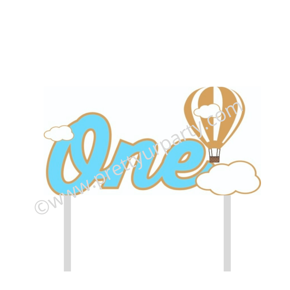 Hot Air Balloon Cake Topper HANDCRAFTED Pretty UR Party Blue