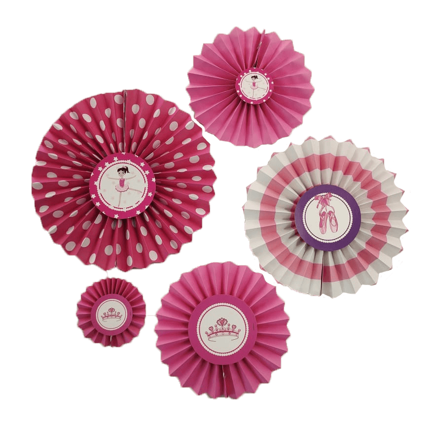 Ballerina Paper Fans - Set of 5 THEME PARTIES Pretty UR Party