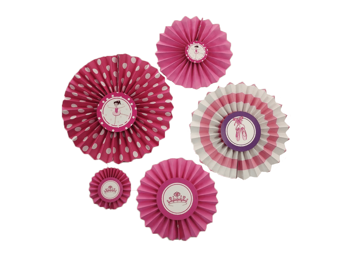 Ballerina Paper Fans - Set of 5 THEME PARTIES Pretty UR Party