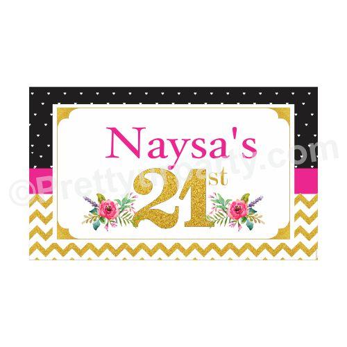 21st Birthday Theme Backdrop PERSONALISED Pretty UR Party Default Title