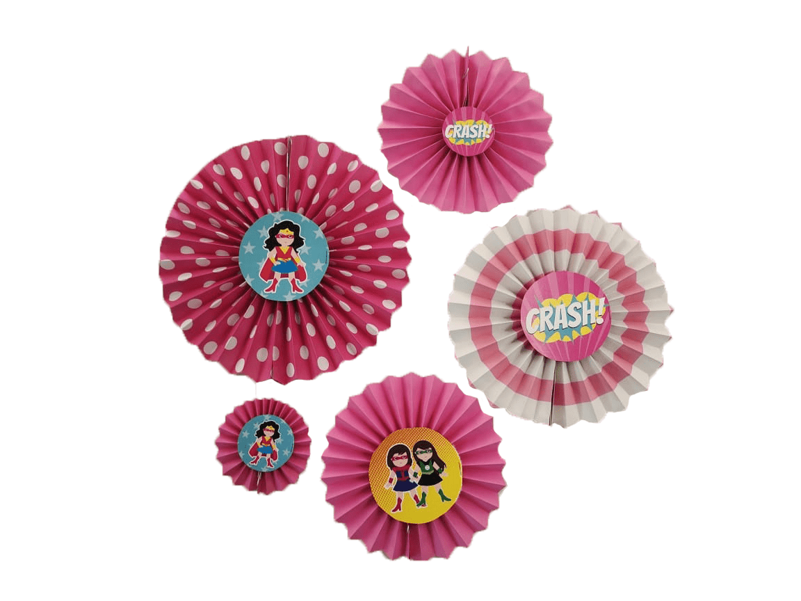 Supergirl Paper Fans - Set of 5 DECORATIONS Pretty UR Party