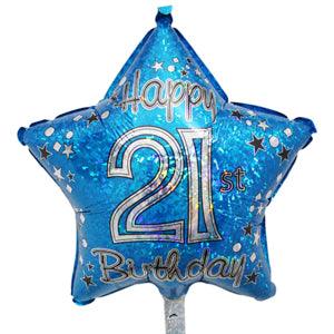 21st Birthday Star shaped Foil Balloon ALL PARTY SUPPLIES Pretty UR Party