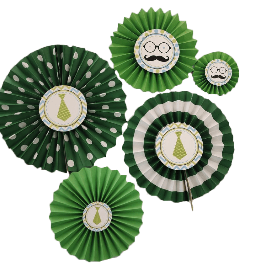 Little Man Paper Fans - Set of 5 DECORATIONS Pretty UR Party