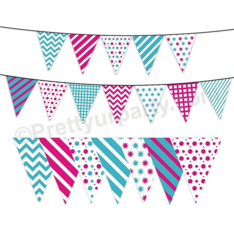 Pink and Blue Pattern Bunting BABY SHOWER Pretty UR Party Default Title