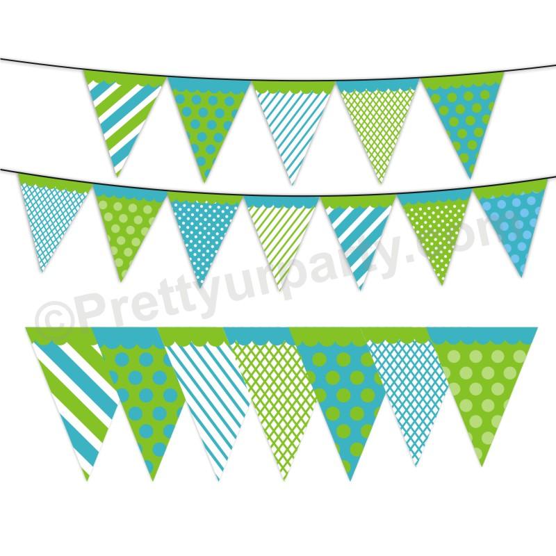 Blue and Green Pattern Bunting BABY SHOWER Pretty UR Party Default Title