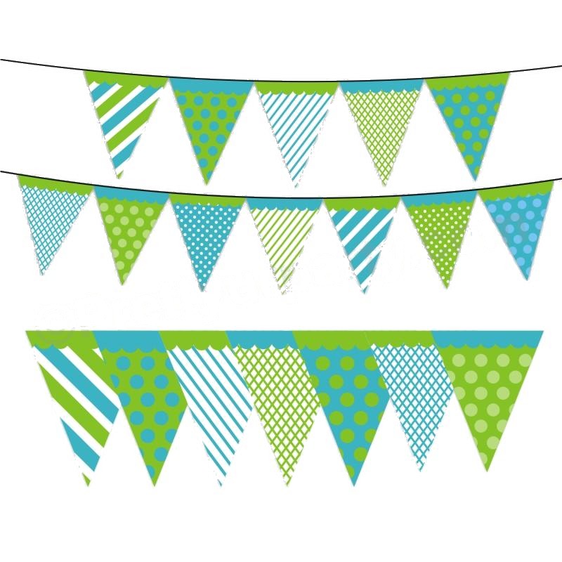 Blue and Green Pattern Bunting