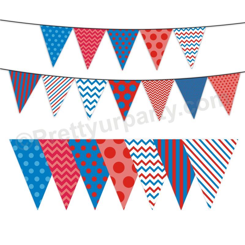 Blue and Red Pattern Bunting BABY SHOWER Pretty UR Party Default Title
