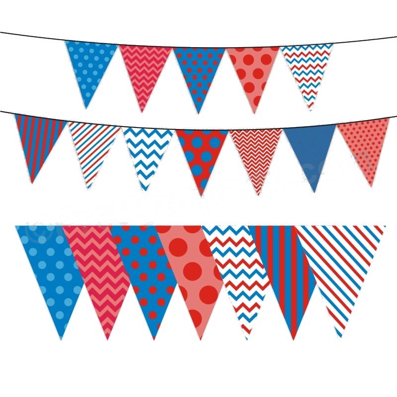Blue and Red Pattern Bunting
