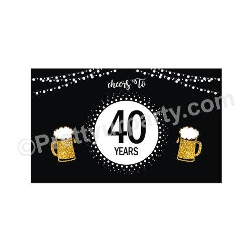 Cheers to 40th Birthday Theme Backdrop PERSONALISED Pretty UR Party Default Title