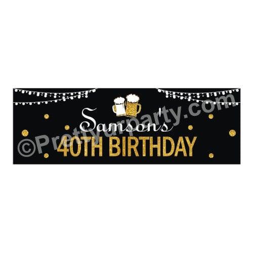 Personalized Cheers to 40th Birthday Theme Banner 30in ALL PARTY SUPPLIES Pretty UR Party Default Title