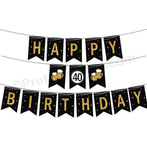 Cheers to 40th Birthday Theme Bunting BIRTHDAYS Pretty UR Party Default Title