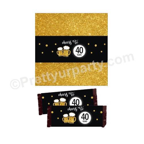 Cheers to 40th Birthday Theme Chocolate Wrappers THEME PARTIES Pretty UR Party Default Title