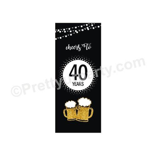 Cheers to 40th Birthday Theme Door Banner THEME PARTIES Pretty UR Party