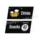 Cheers to 40th Birthday Theme Food Labels / Buffet Table Cards THEME PARTIES Pretty UR Party