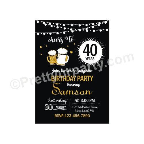 Cheers to 40th Birthday Theme Invitations ALL PARTY SUPPLIES Pretty UR Party Default Title
