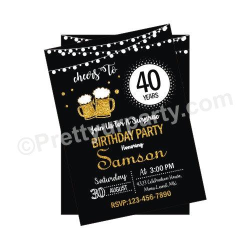 Cheers to 40th Birthday Theme Invitations ALL PARTY SUPPLIES Pretty UR Party