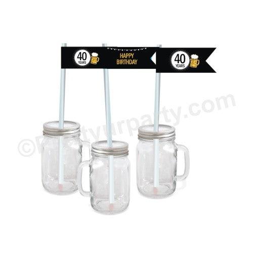 Cheers to 40th Birthday Theme Drink Straws THEME PARTIES Pretty UR Party