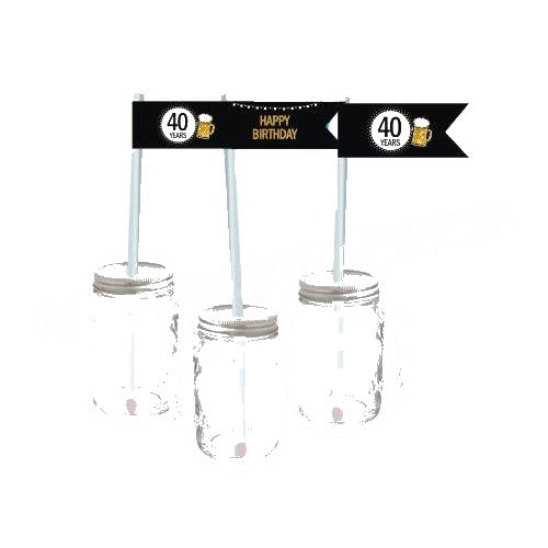 Cheers to 40th Birthday Theme Drink Straws — image 2