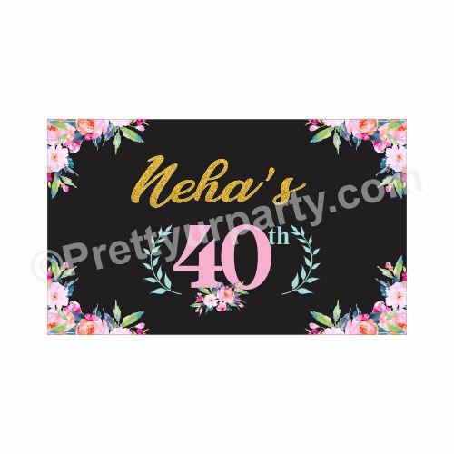 40th Birthday Theme Backdrop PERSONALISED Pretty UR Party Default Title
