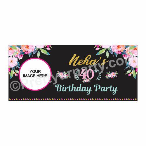 Personalized 40th Birthday Theme Banner 30in ALL PARTY SUPPLIES Pretty UR Party