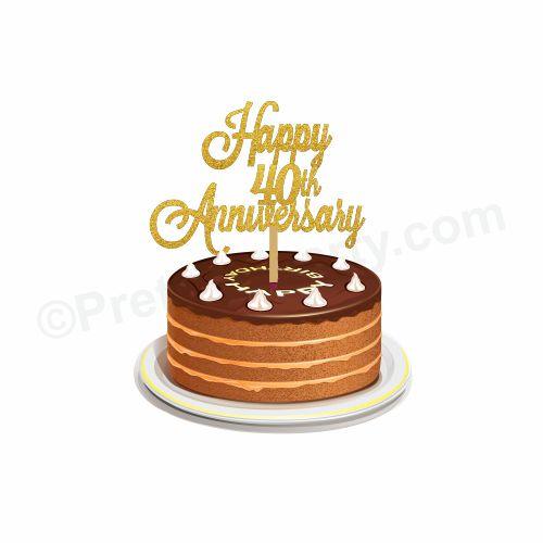 40th Anniversary Cake Topper HANDCRAFTED Pretty UR Party Card Stock Glitter Paper