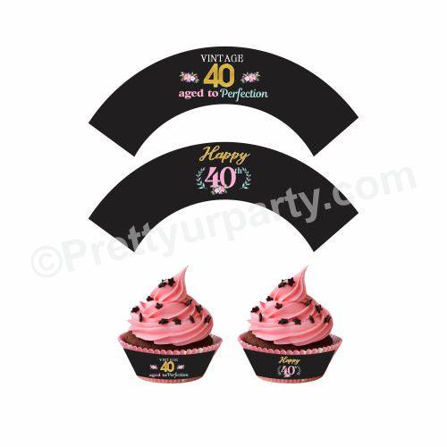 40th Birthday Theme Cupcake Wrappers THEME PARTIES Pretty UR Party Default Title