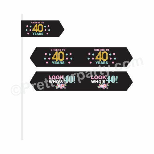 40th Birthday Theme Drink Straws THEME PARTIES Pretty UR Party