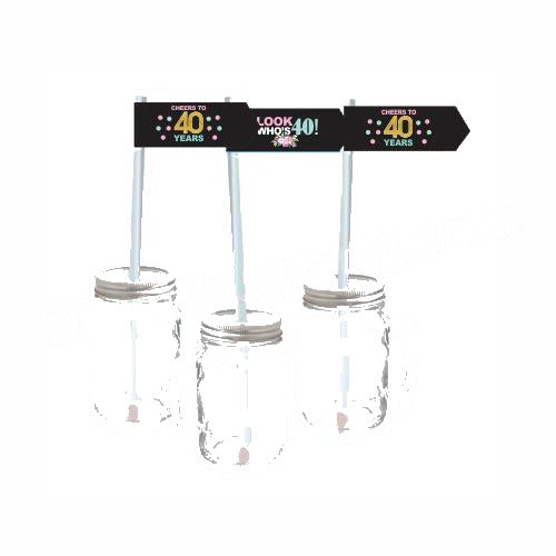 40th Birthday Theme Drink Straws — image 2