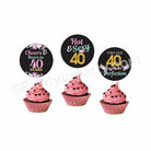 40th Birthday Theme Cupcake / Food Toppers THEME PARTIES Pretty UR Party