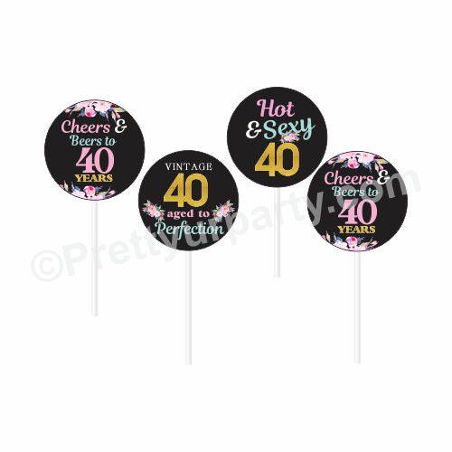 40th Birthday Theme Cupcake / Food Toppers THEME PARTIES Pretty UR Party Default Title