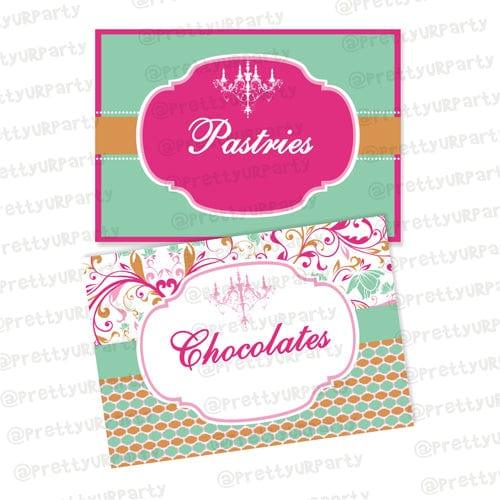 Vintage Glam Food Labels / Buffet Table Cards THEME PARTIES Pretty UR Party Default Title