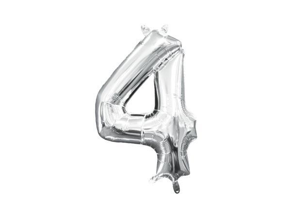 4 Number Foil Balloon ALL PARTY SUPPLIES Pretty UR Party 16 inch Silver