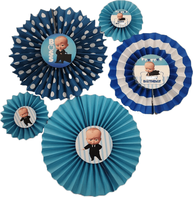 Boss Baby Paper Fans - Set of 5 DECORATIONS Pretty UR Party