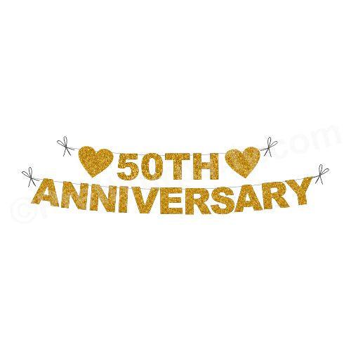 Handcrafted 50th Anniversary Bunting ALL PARTY SUPPLIES Pretty UR Party