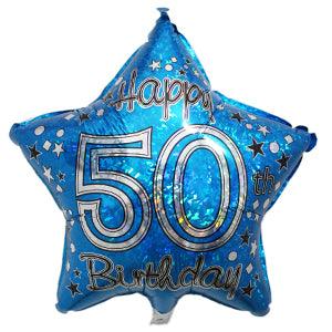 50th Birthday Star Shaped Foil Balloon ALL PARTY SUPPLIES Pretty UR Party