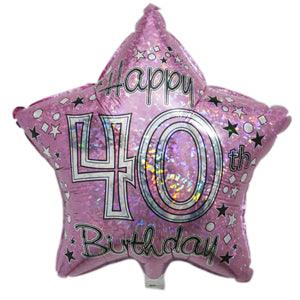 40th Birthday Star Shaped Foil Balloon ALL PARTY SUPPLIES Pretty UR Party Default Title