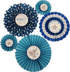 Twinkle Twinkle Little Star Paper Fans Blue - Set of 5 DECORATIONS Pretty UR Party