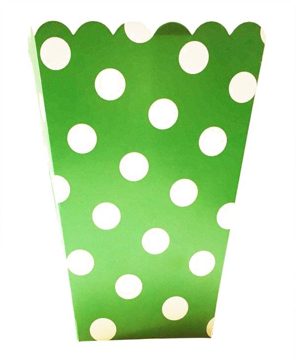 Green Big Polka Dot Popcorn Box - Pack of 6