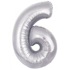 6 Number foil Balloon THEME PARTIES Pretty UR Party 16 inch Silver