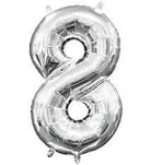 8 Number Foil Balloon THEME PARTIES Pretty UR Party 16 inch Silver