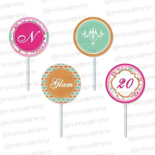 Vintage Glam Cupcake Toppers THEME PARTIES Pretty UR Party Default Title
