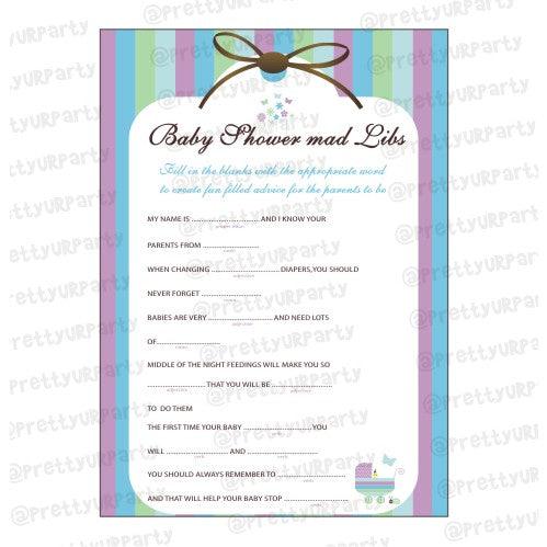 Blue & purple Advice List BABY SHOWER Pretty UR Party