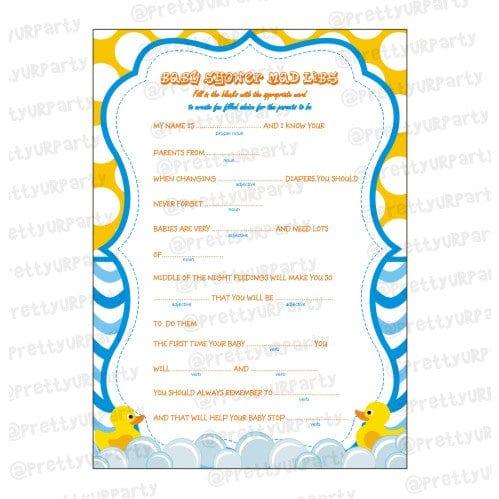 Rubber duck Advice List BABY SHOWER Pretty UR Party