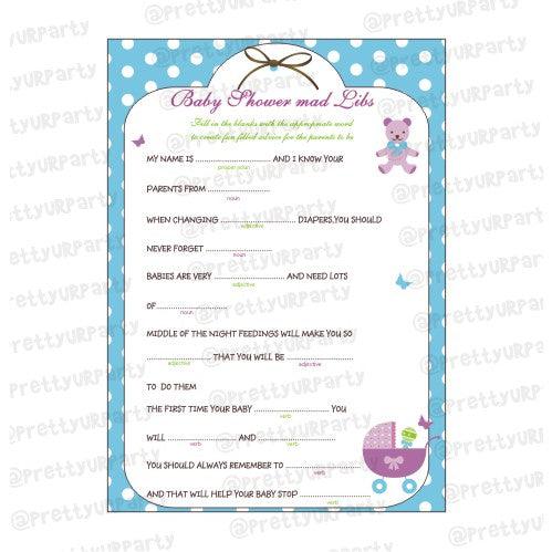 Green & purple Advice List BABY SHOWER Pretty UR Party