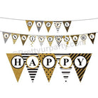 Gold Glitter and Black Happy Anniversary Bunting THEME PARTIES Pretty UR Party Default Title