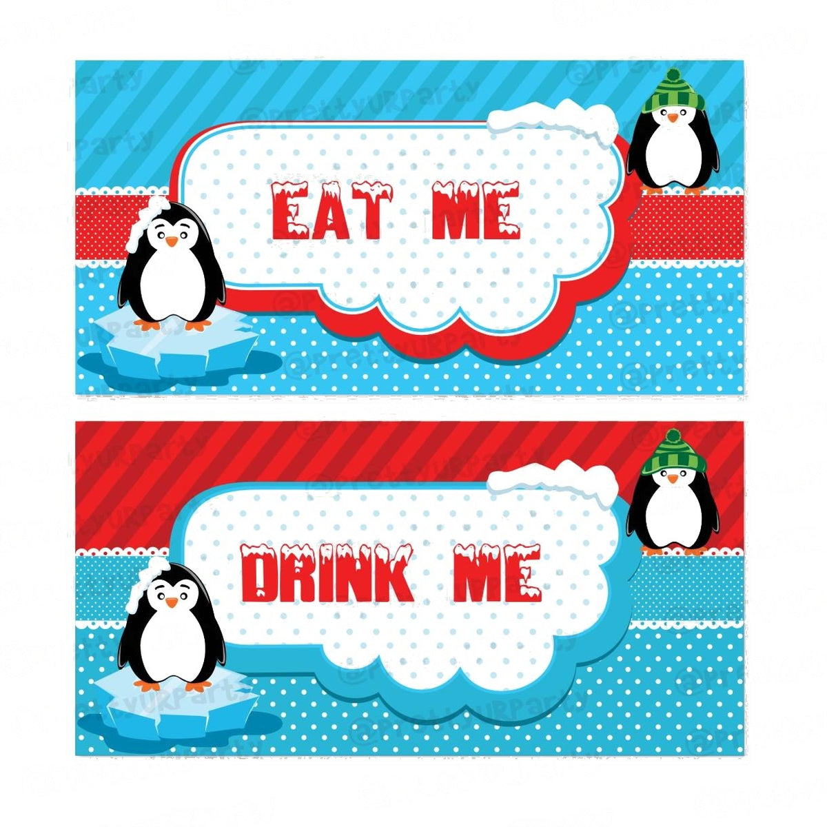Penguins Theme Food Labels / Buffet Table Cards